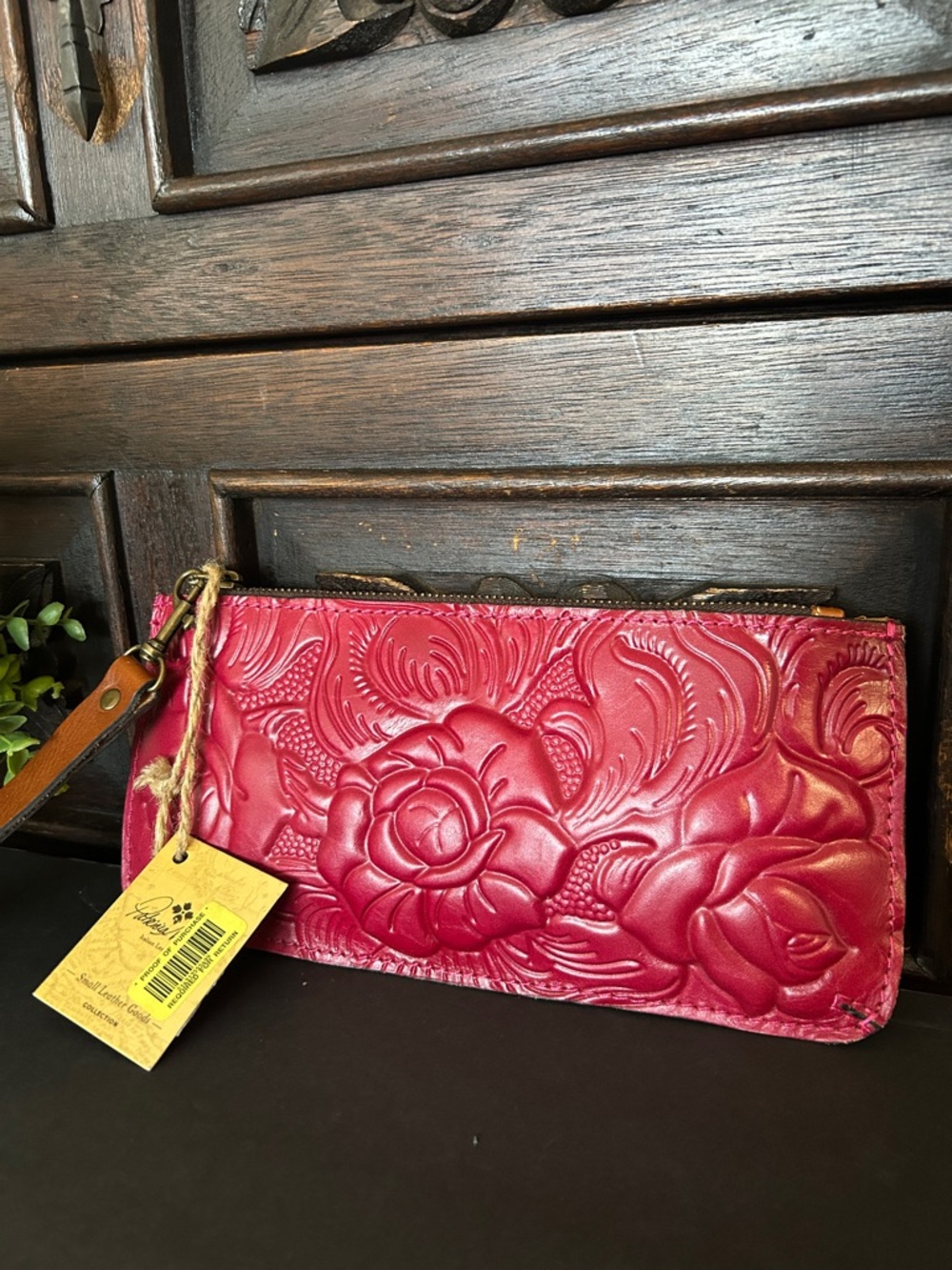 Patricia Nash Hand-Tooled Floral Leather Wristlet